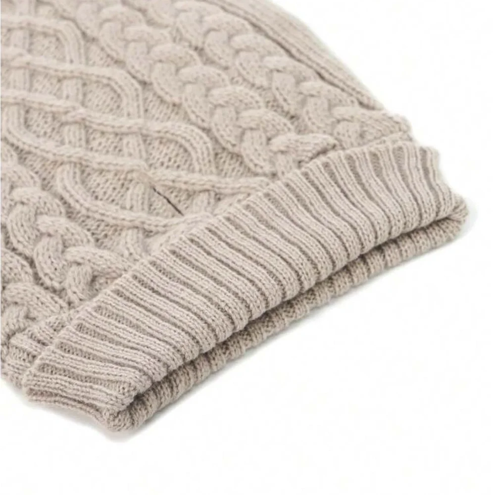 SHEIN Tan Cable Knit Dog Sweater